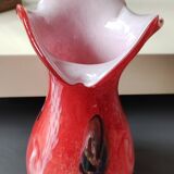 Large Floral Ball Vase/Kaysersberg Art Glassware. Speckled/Volutes