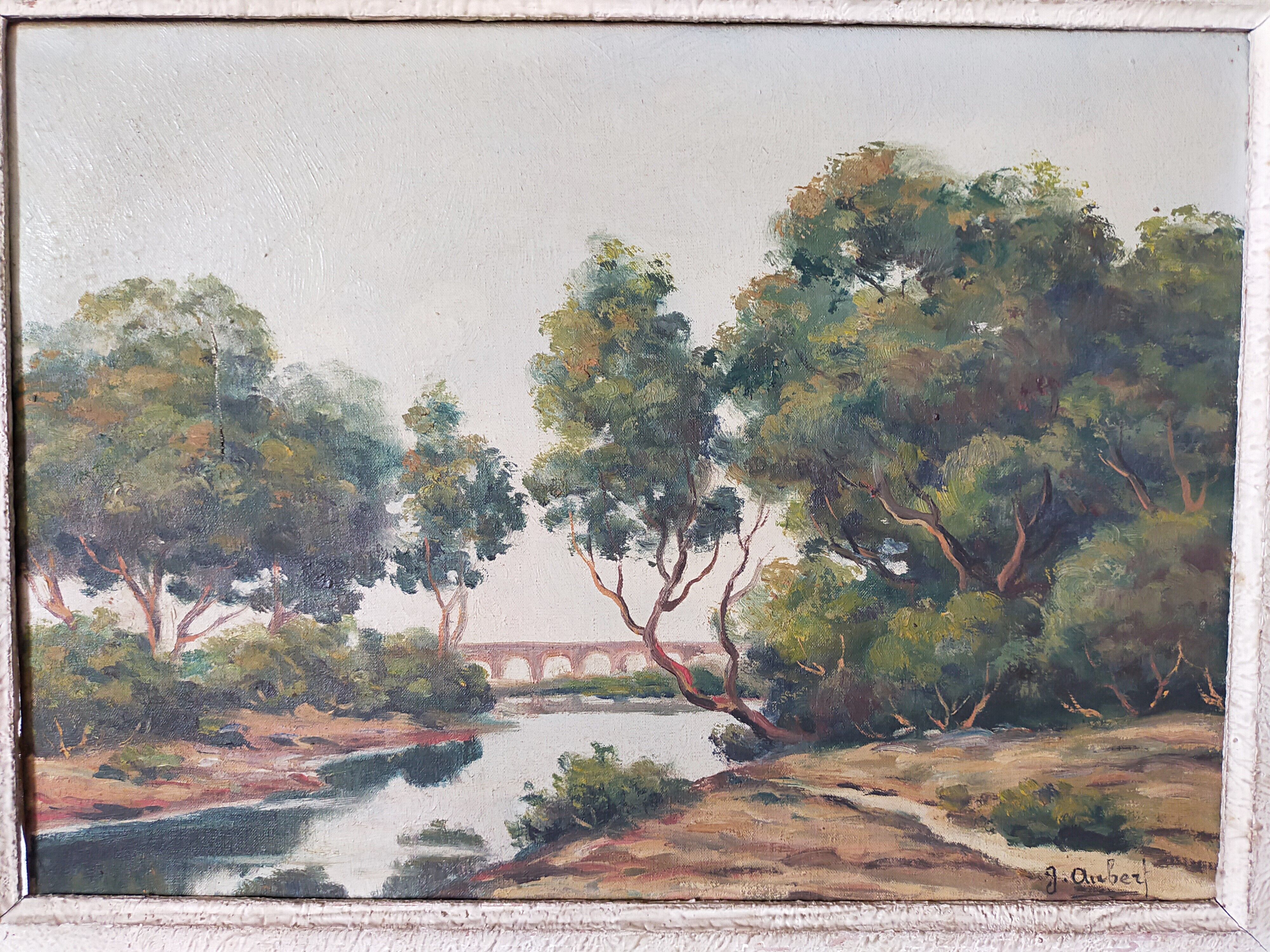 Gaston Aubert Oil on canvas XXth landscape
