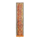 Turkish Handwoven Vintage Herki Kilim 86 cm x 365 cm