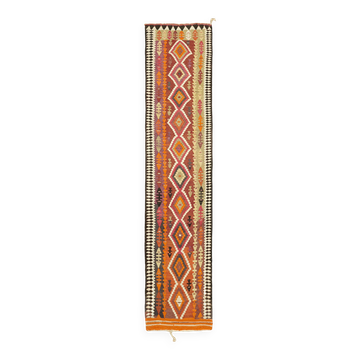 Tapis kilim vintage Herki tissé à la main en Turquie 86 cm x 365 cm