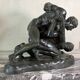 Large bronze after the antique preserved in the Uffizi in Florence, the wrestlers around 1880.