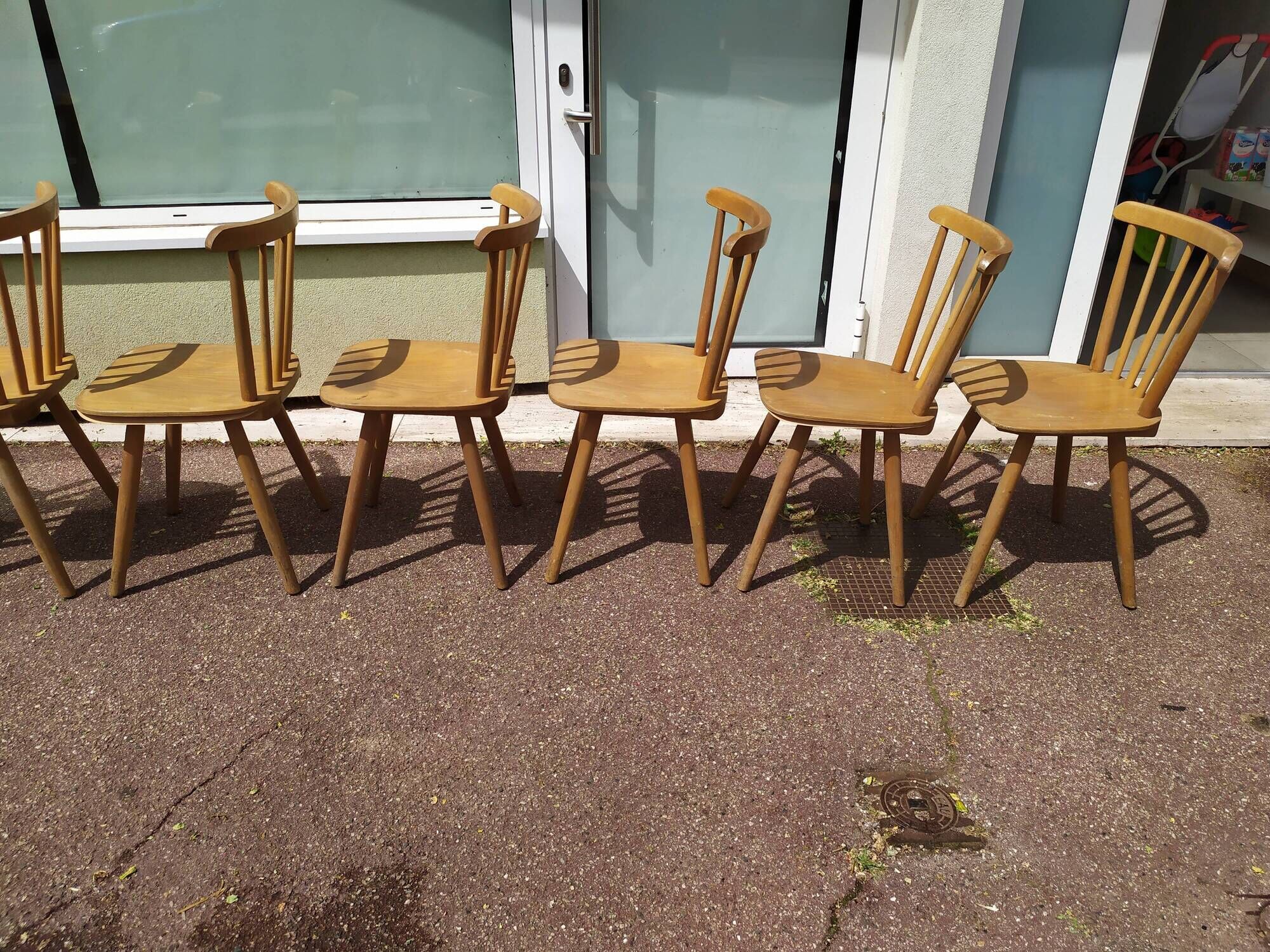 Set of 18 wooden bistro chairs - vintage - year 50 - 60