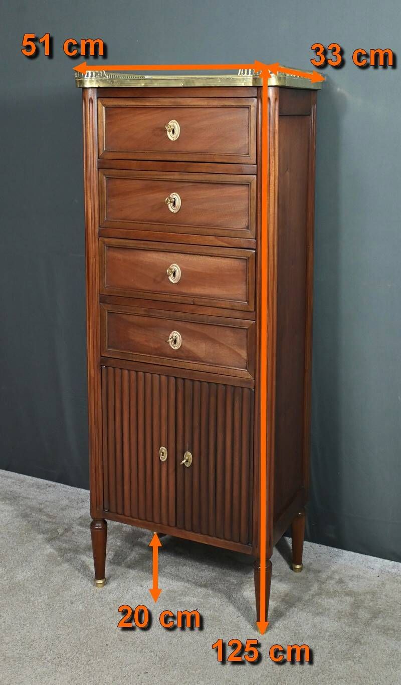 Small mahogany chest of drawers, Louis XVI style – late 19th century