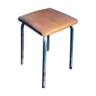 Tabouret en métal et similicuir marron