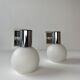 Pair of vintage opaline round wall lamps