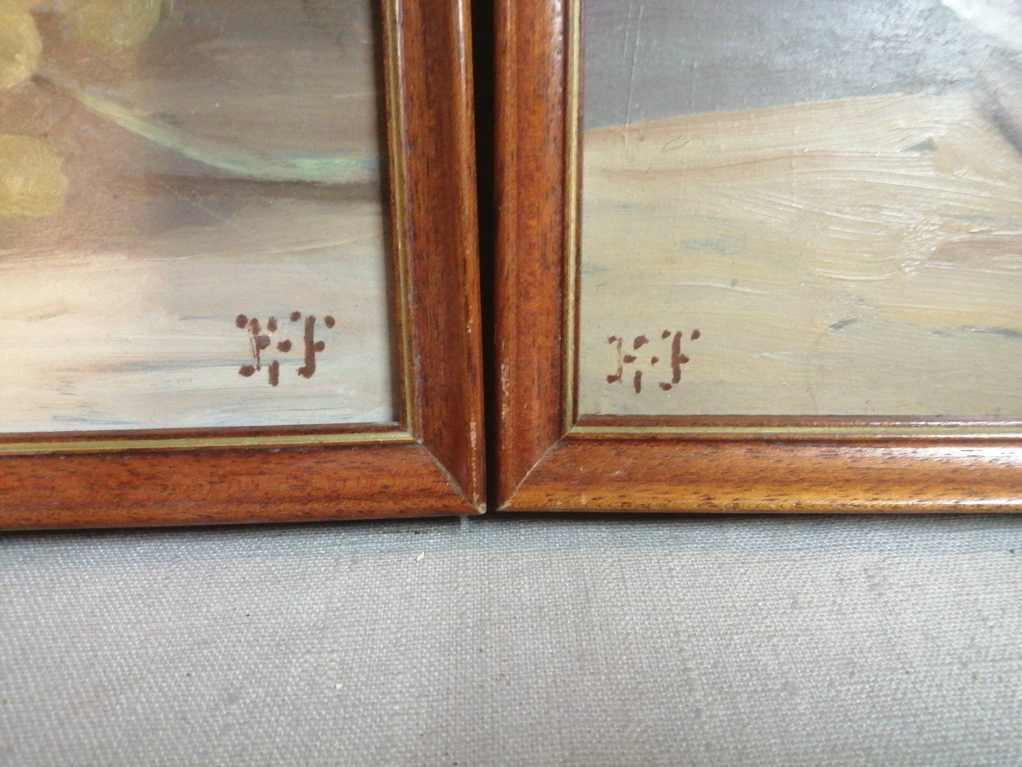 Pair of oil paintings with grapes