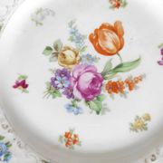 Paire d'assiettes fleuries porcelaine allemande