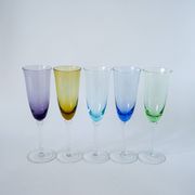 Ensemble de 5 flûtes en verre coloré multicolores 1970