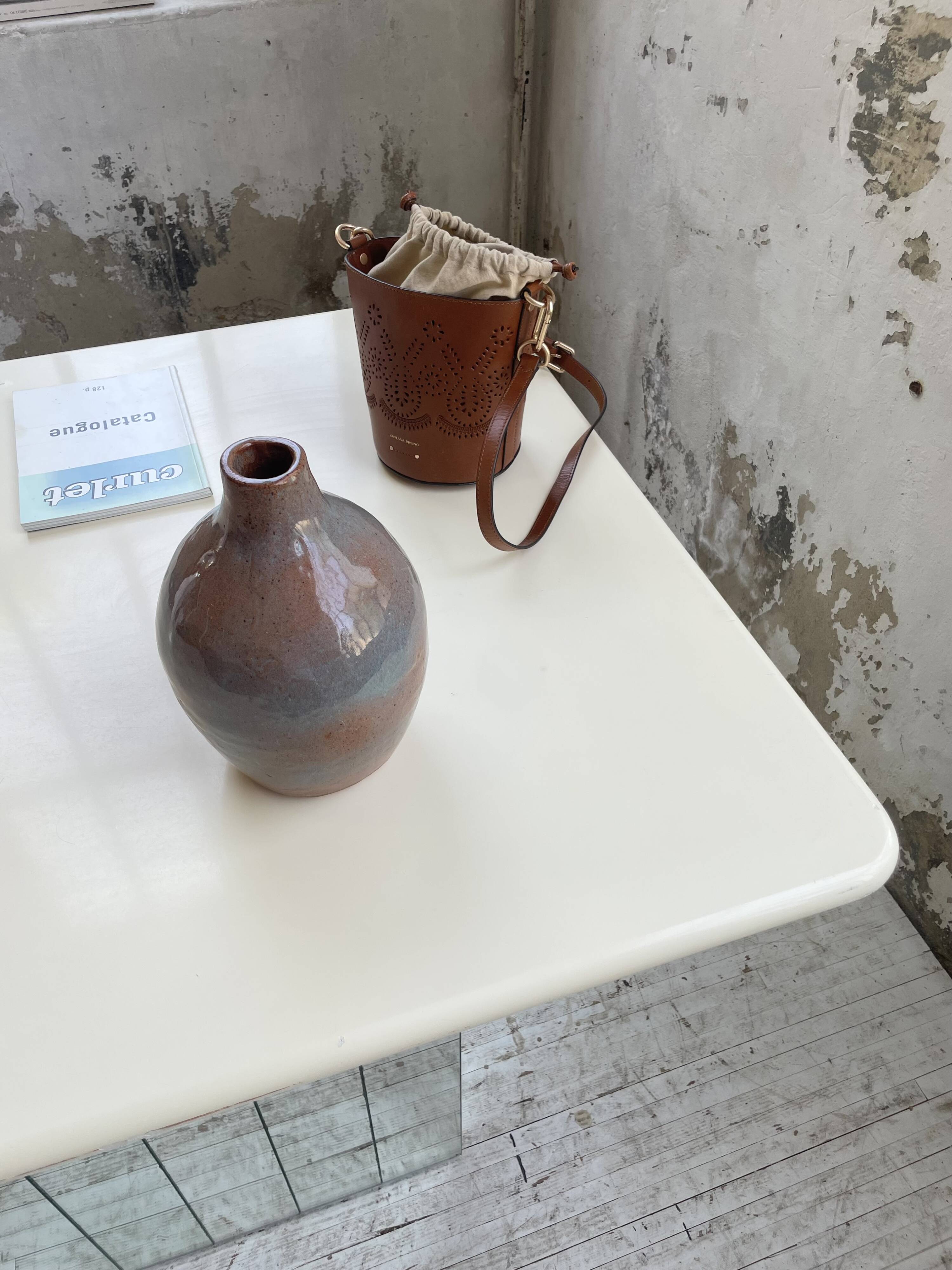 80s lacquered desk and mirror