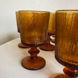 Set of 10 1970 glasses in molded glass tree wood