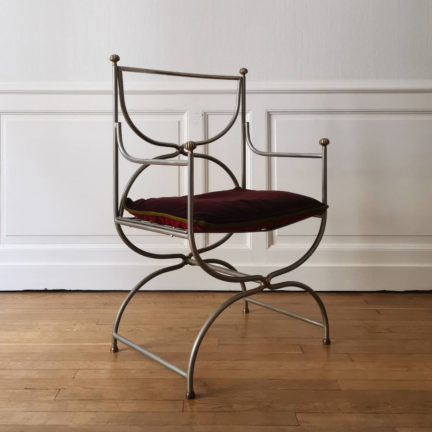Curule armchair, Maison Jansen, 1970