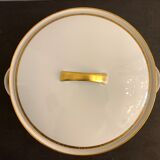 Porcelain tureen of Limoges Bernardaud, gilded Greek decoration, twentieth century