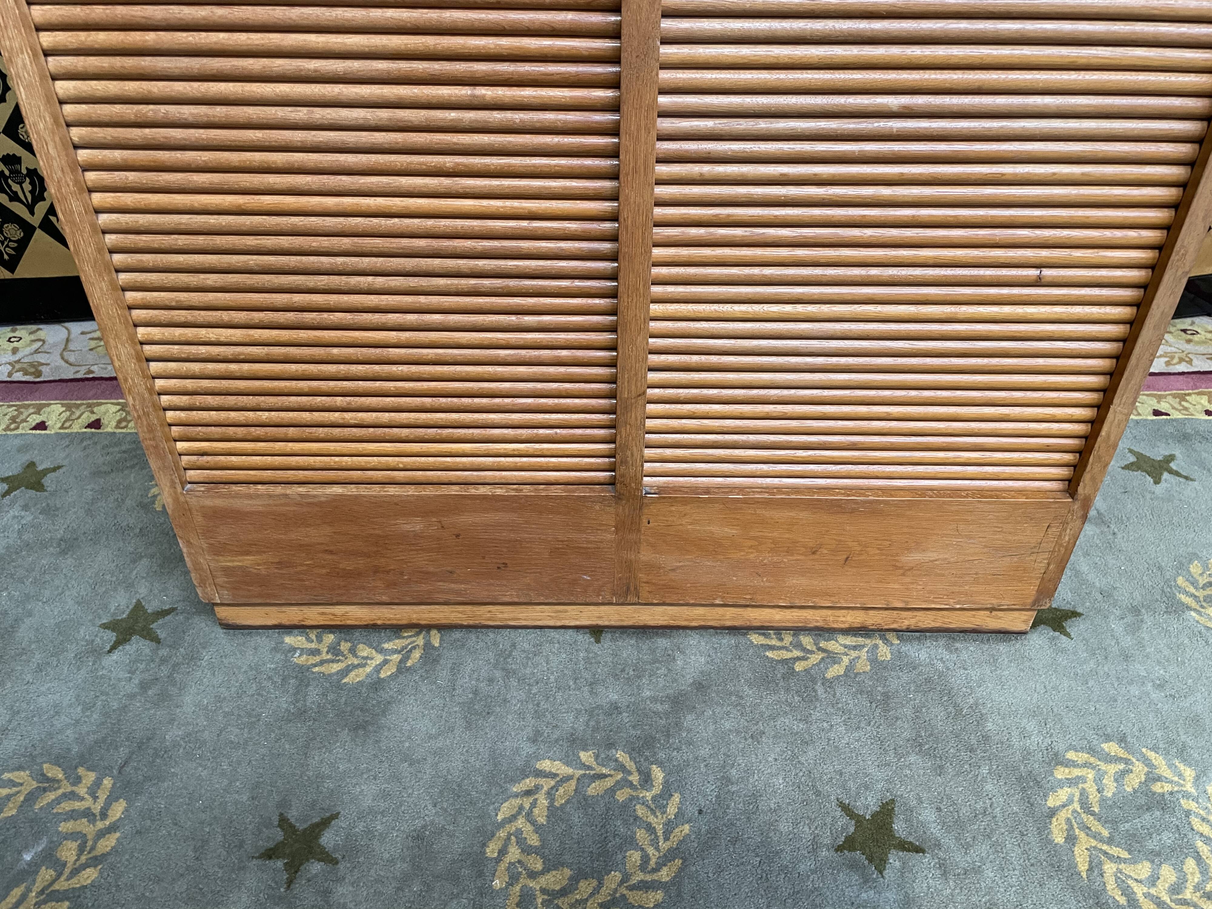 Double filing cabinet with notary curtains in solid oak 1960