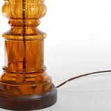 Scandinavian Modern Amber Glass Table Lamp by Miranda, 1970s