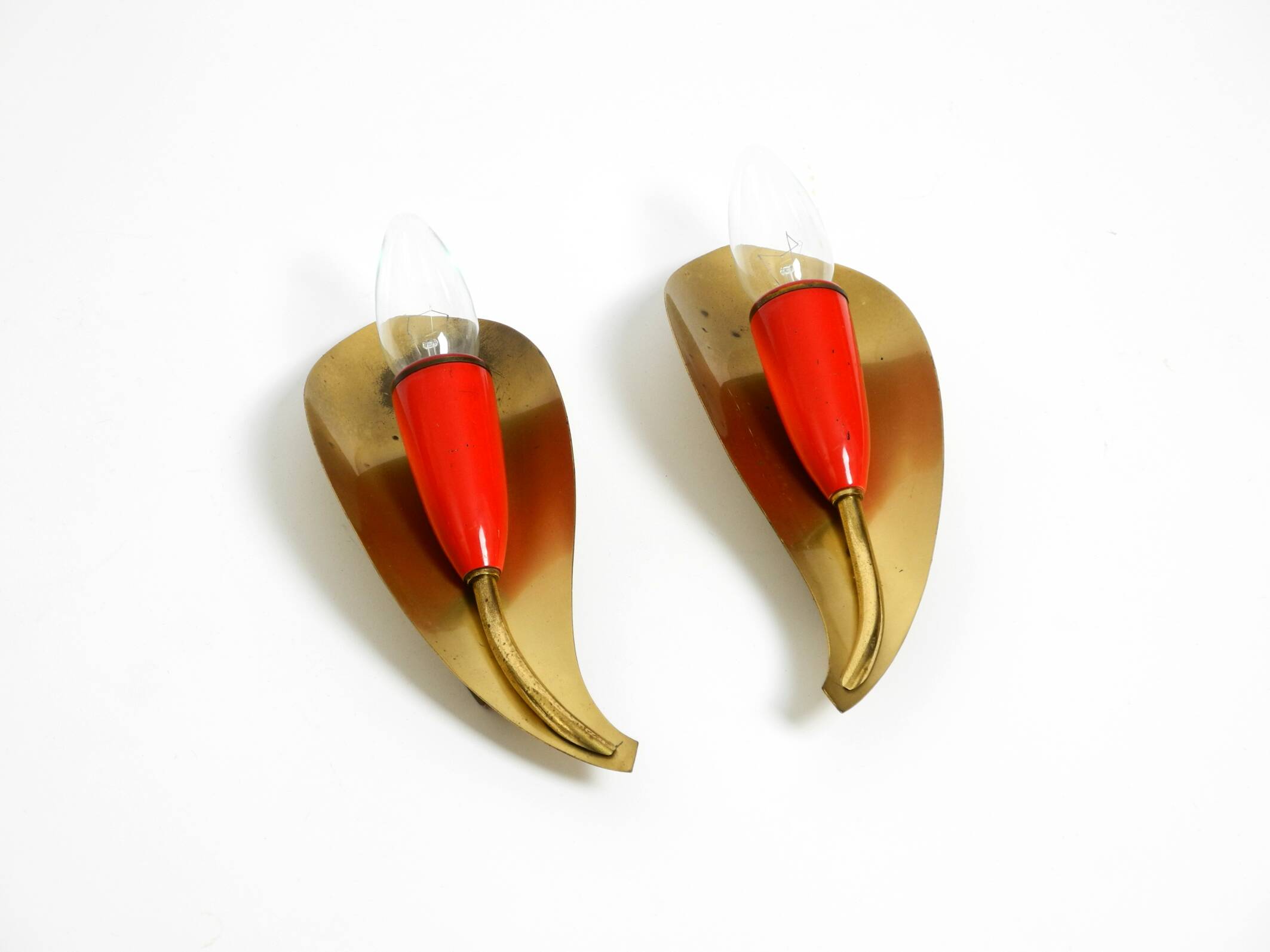 Two original Mid Century Modern brass sconces