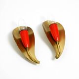 Two original Mid Century Modern brass sconces