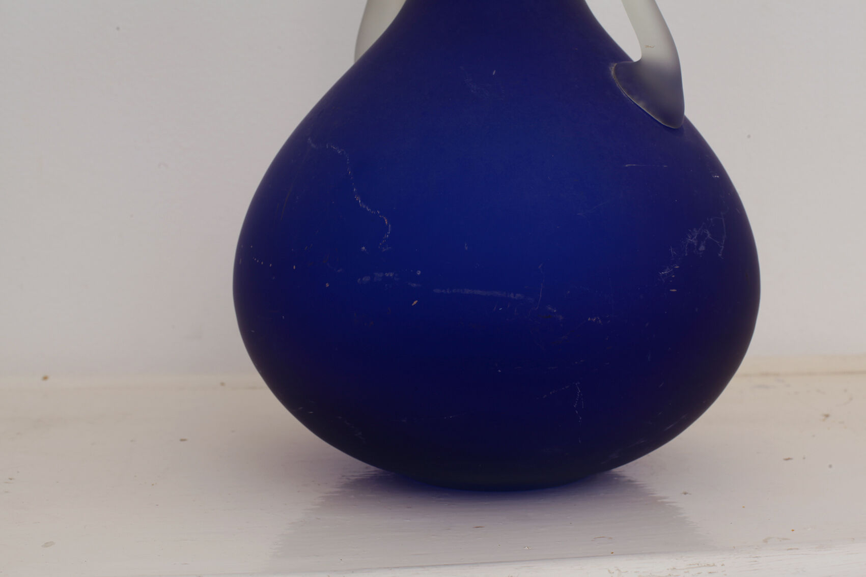 Large vase - sanded blue glass