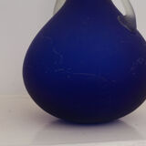 Large vase - sanded blue glass