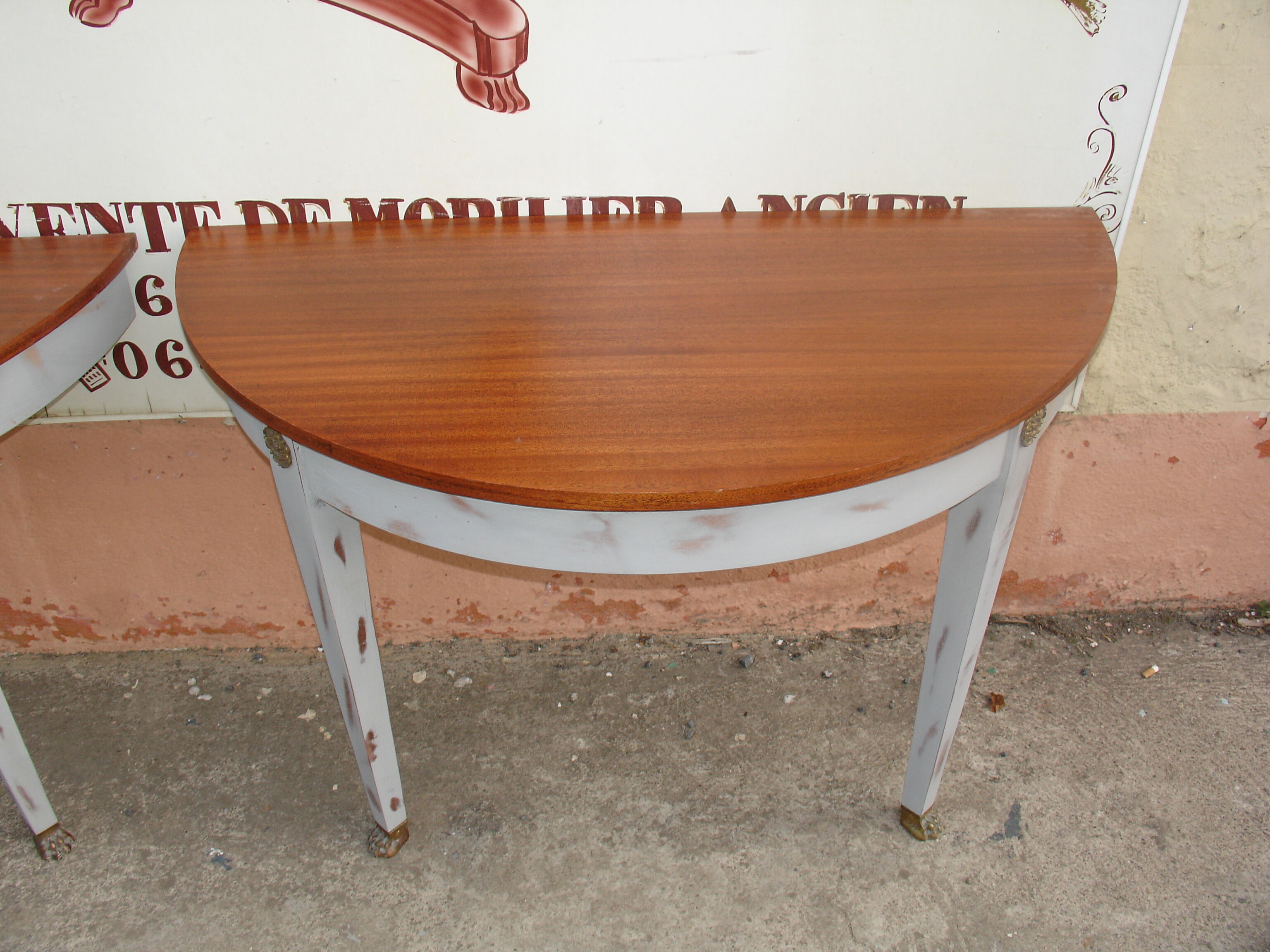 Pair of directoire mahogany style console