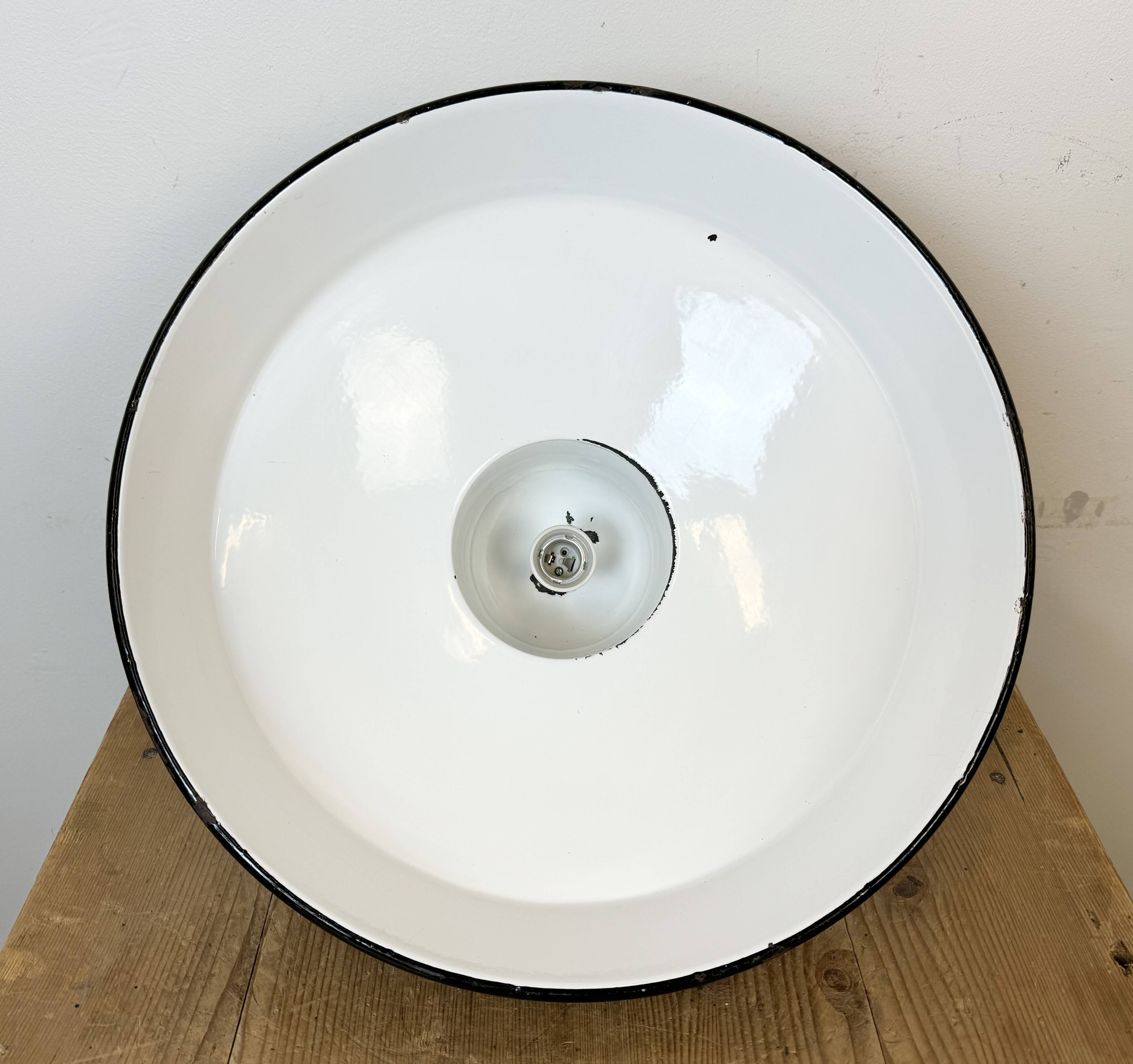 Industrial Black Enamel Factory Pendant Lamp, 1960s