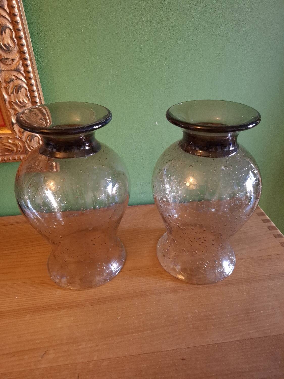 Two blown glass tealight vases