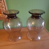 Two blown glass tealight vases