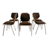 Ensemble de salle à manger Carlo Ratti 6 chaises design moderniste années 70