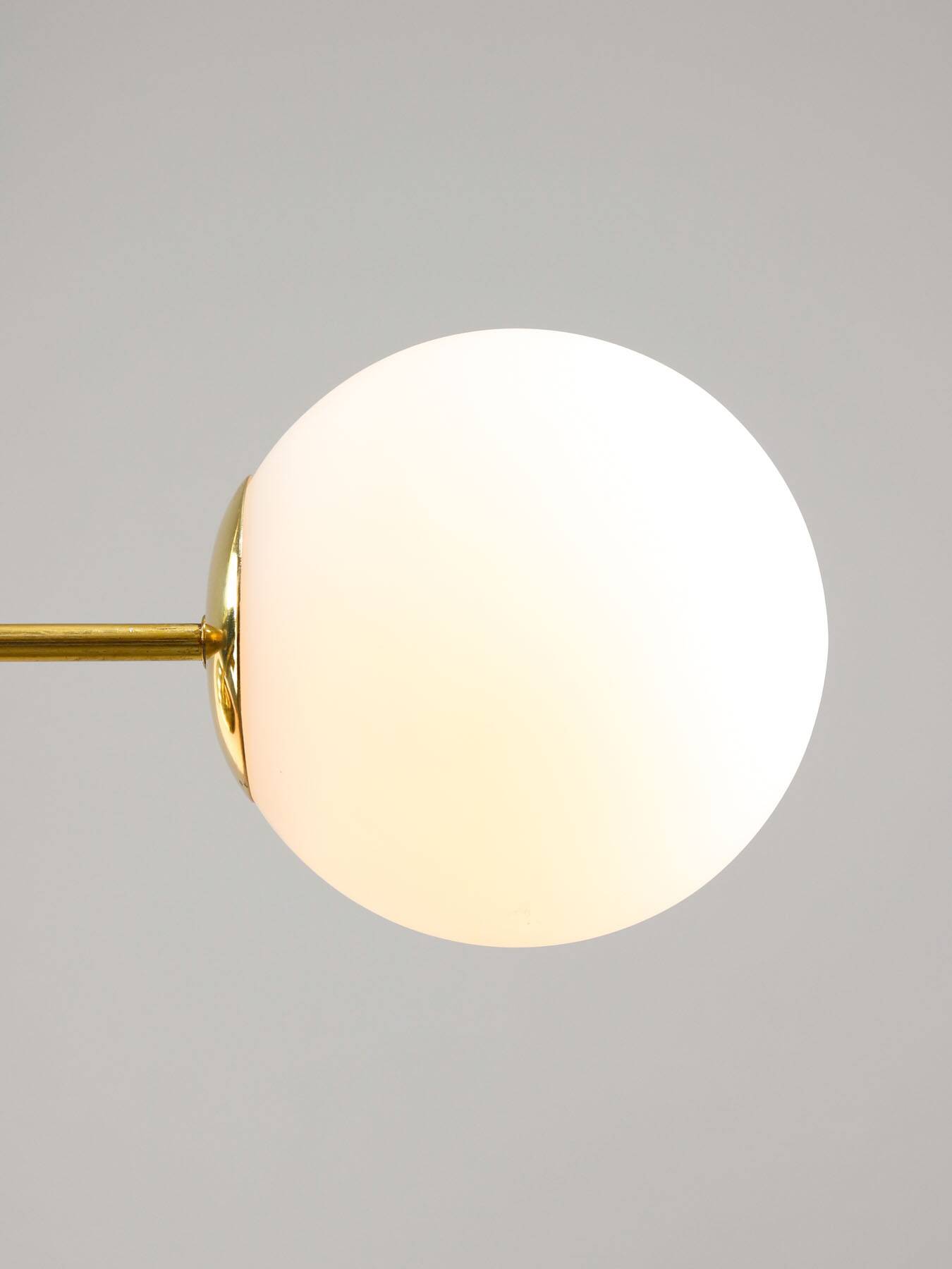 Mid-Century Modern Italian Chandelier in Brass and Opaline Glass, 1960s