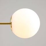 Mid-Century Modern Italian Chandelier in Brass and Opaline Glass, 1960s