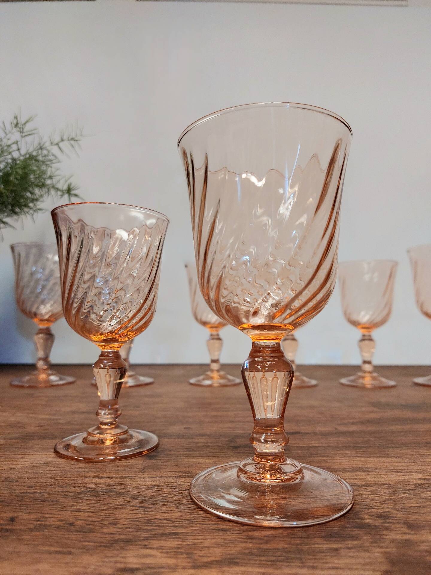 Lot de 8 verres vintage Rosaline