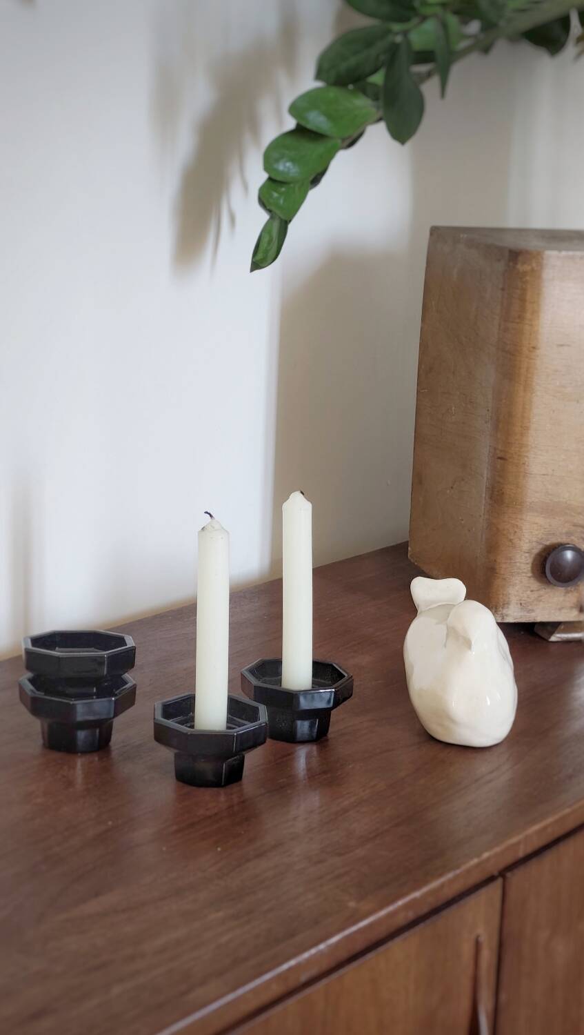 Pair of vintage octagonal candlesticks – 1980s