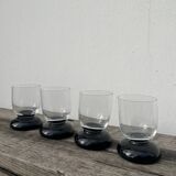 4 black water glasses 1990