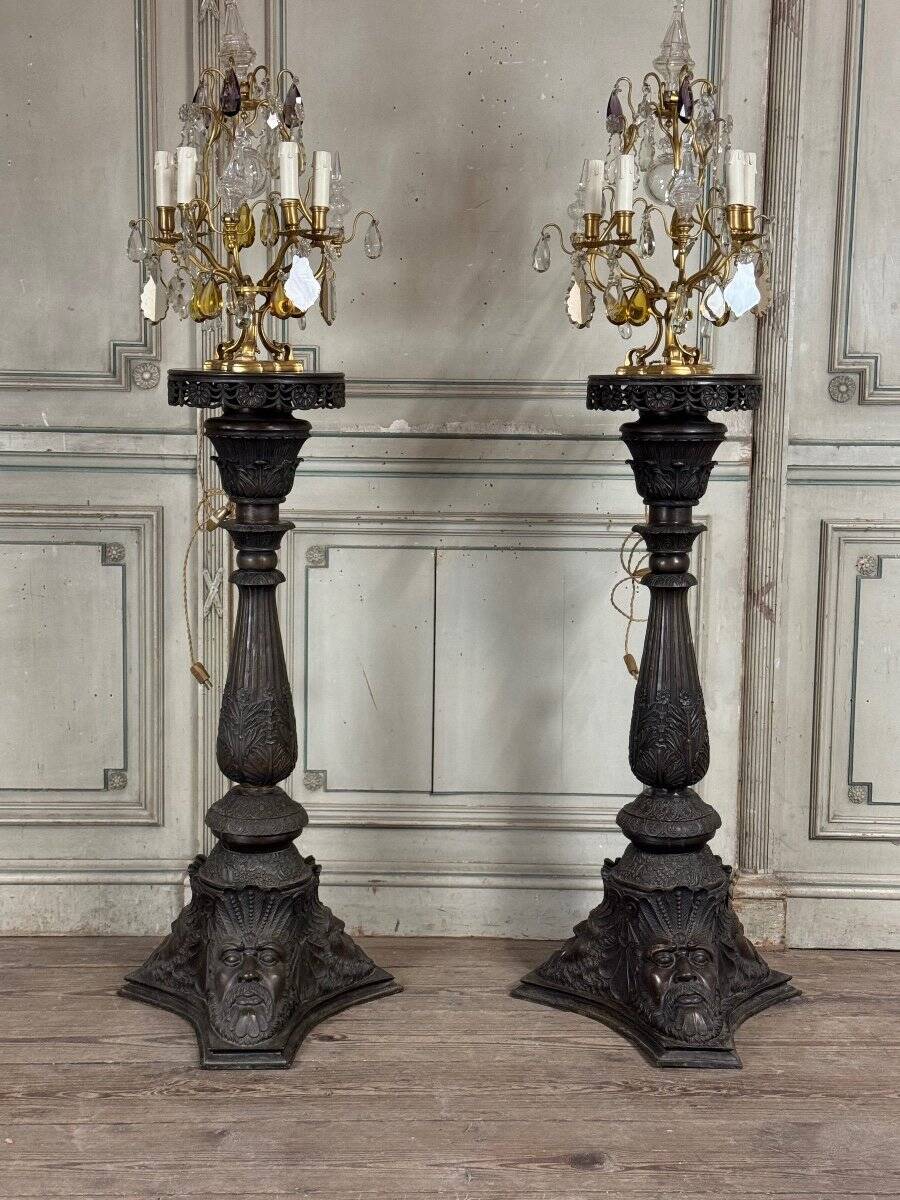 Pair of Bronze Pedestals, Italy, 19th Century
