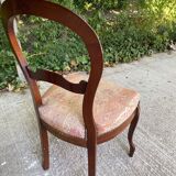 2 Louis Philippe chairs in curved solid wood and ecru fabric