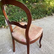 2 chaises louis Philippe bois massif courbé et tissu écru