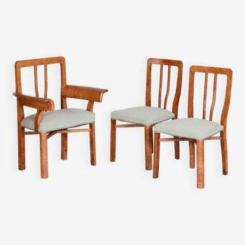 Restored ArtDeco Seating Set, Beech, Maple Root Veneer, Czechia, 1930s