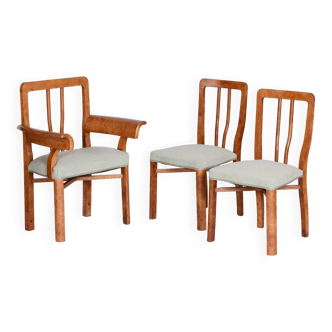 Restored ArtDeco Seating Set, Beech, Maple Root Veneer, Czechia, 1930s