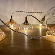 5-light waterfall pendant light with vintage pink and transparent glass shades