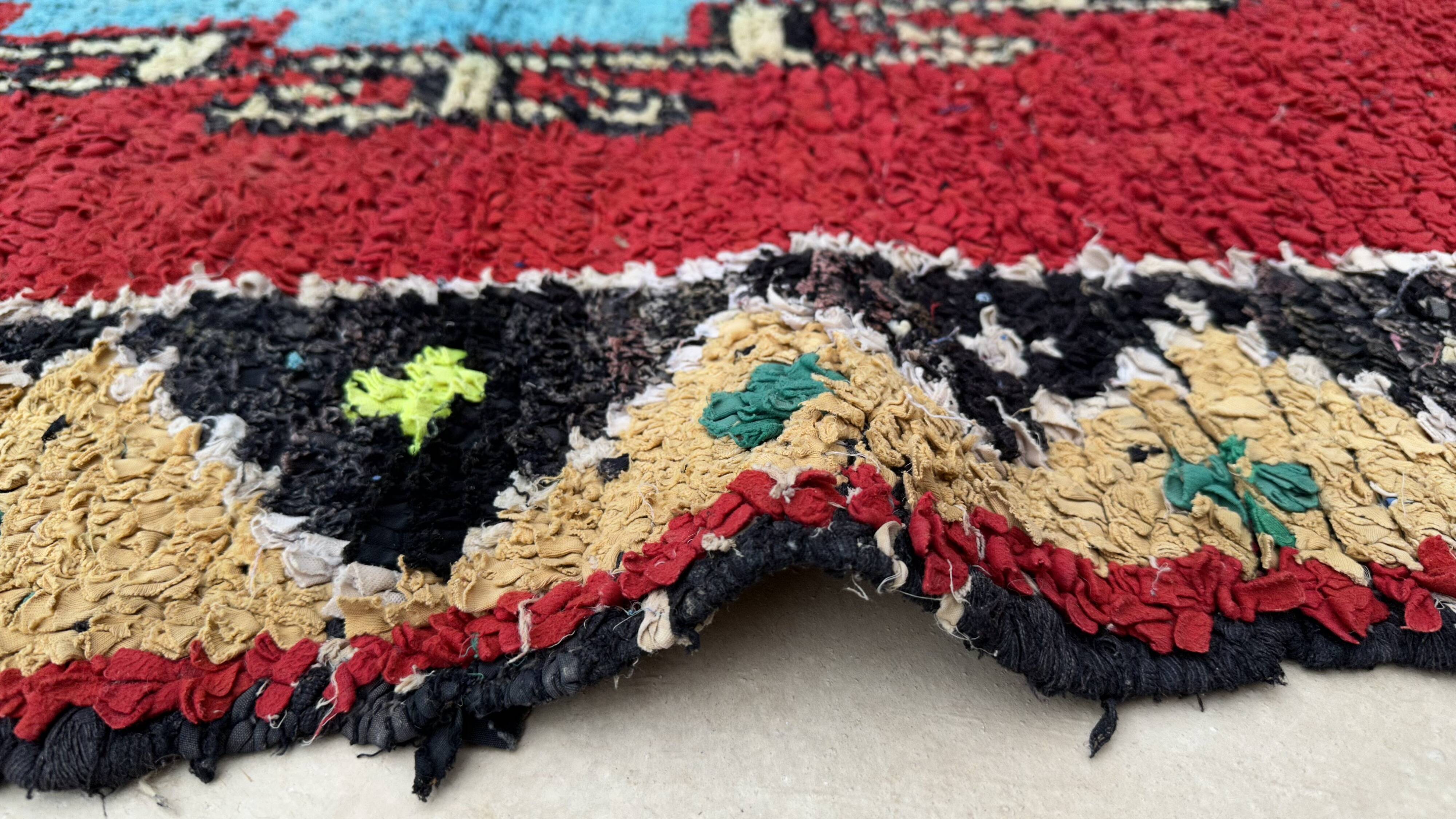 Tapis Berbère Boucherouite coloré - 145 x 267 cm