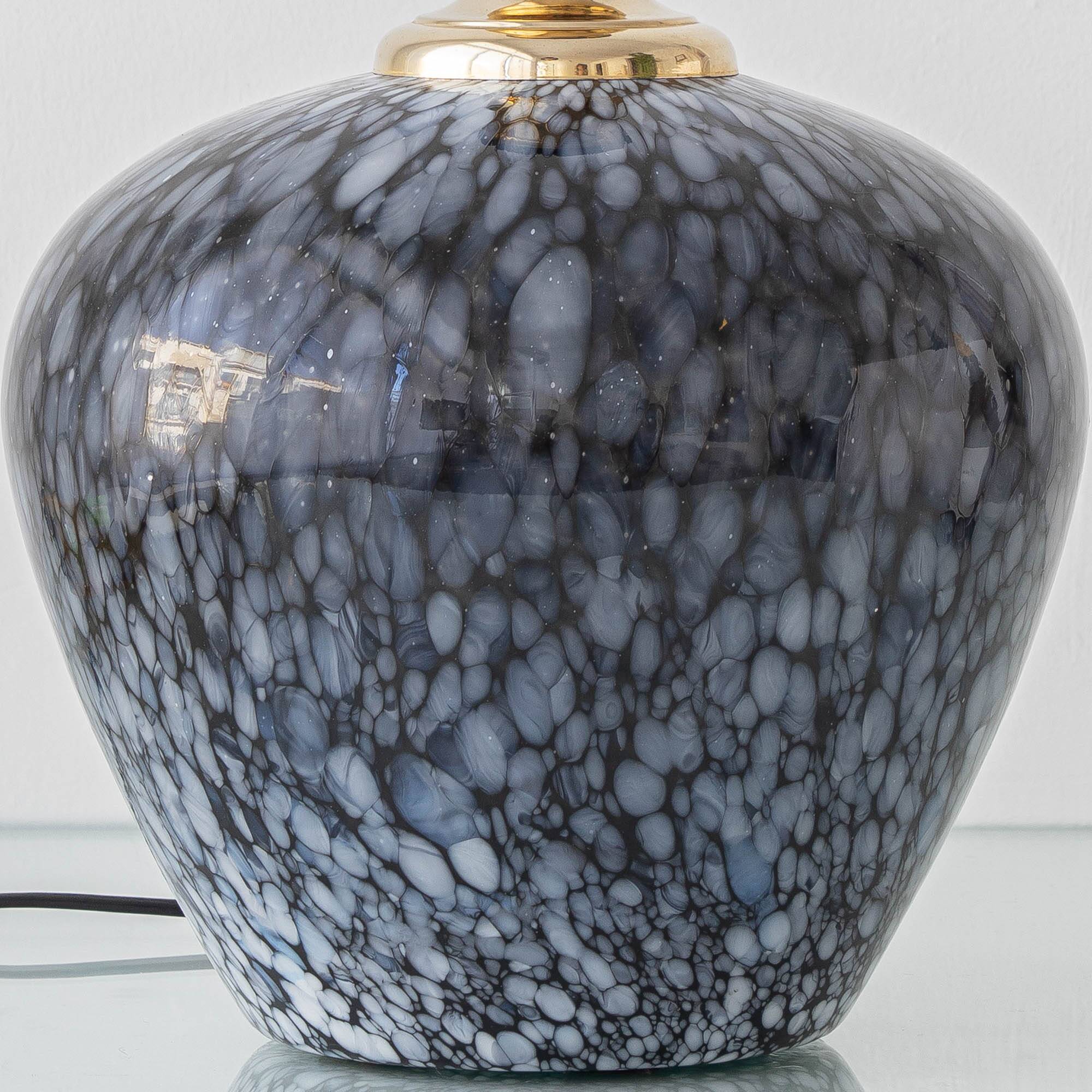 Venini Murano Glass Table Lamp, Black and White Spotted, Italy, circa 1970s
