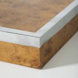 Elm and chrome magnifying glass tray, 1970s