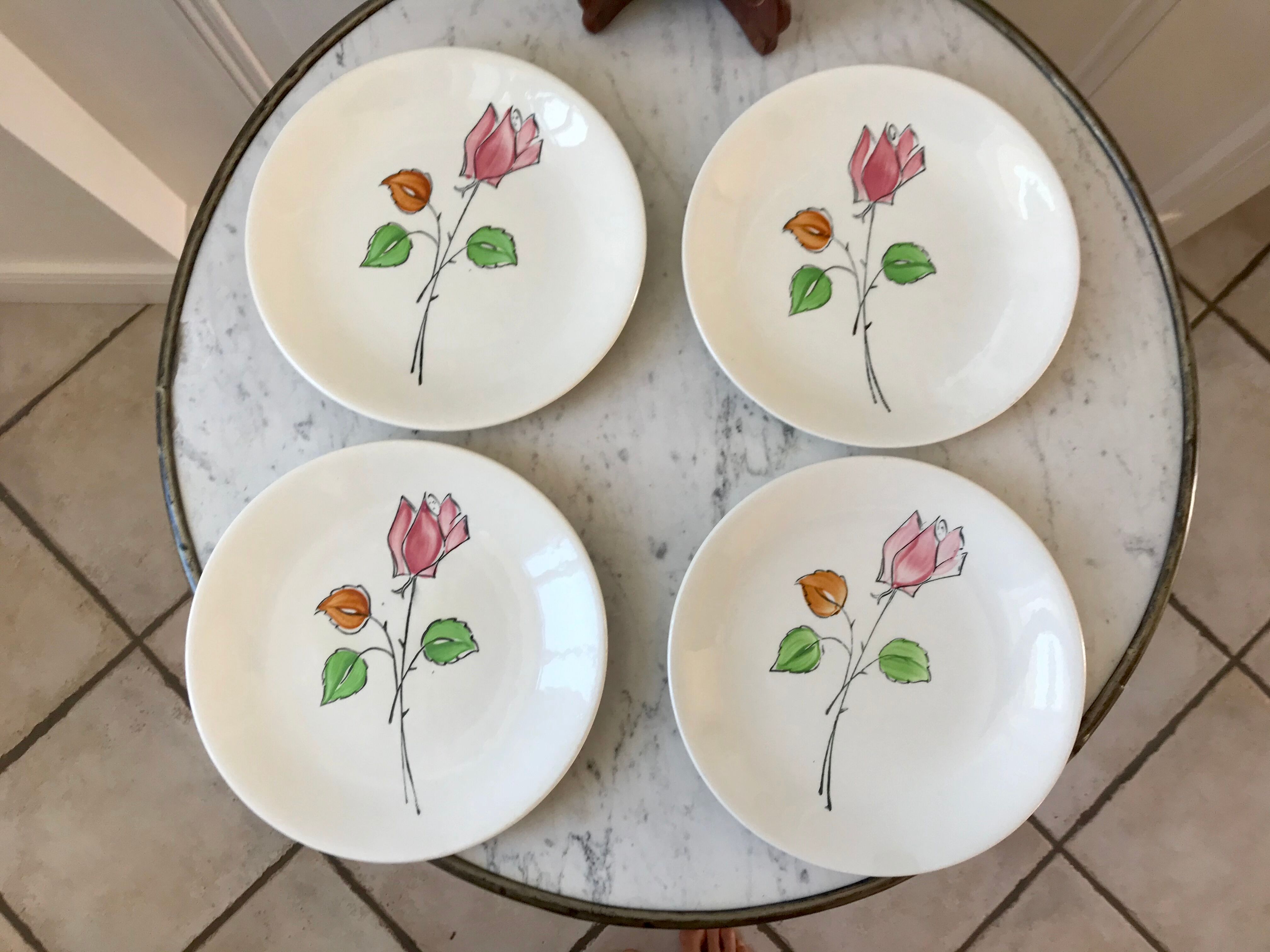Dessert service flowers Made in France 50s
