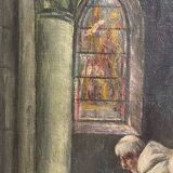 Toile de 1925, moines dans une église