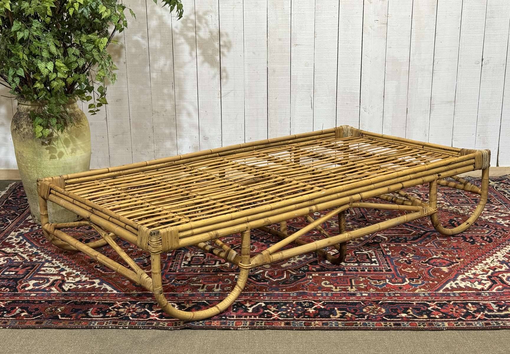 1960s rattan and bamboo daybed