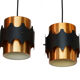 Pair of brass colored pendant lights by Werner Schou for Coronell Electro, Denmark 1960s
