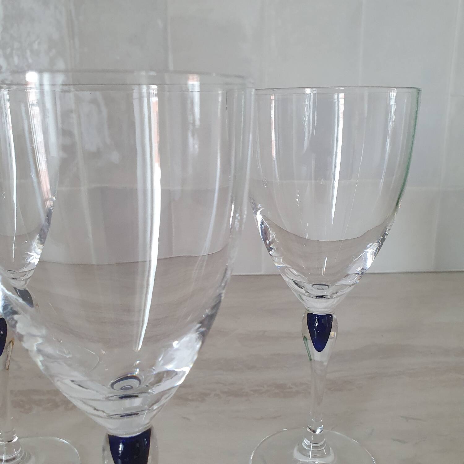 3 wine/water glasses Crystal d'Arques model Venice Sapphire blue
