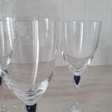 3 wine/water glasses Crystal d'Arques model Venice Sapphire blue