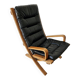 Scandinavian armchair in wood and leather.