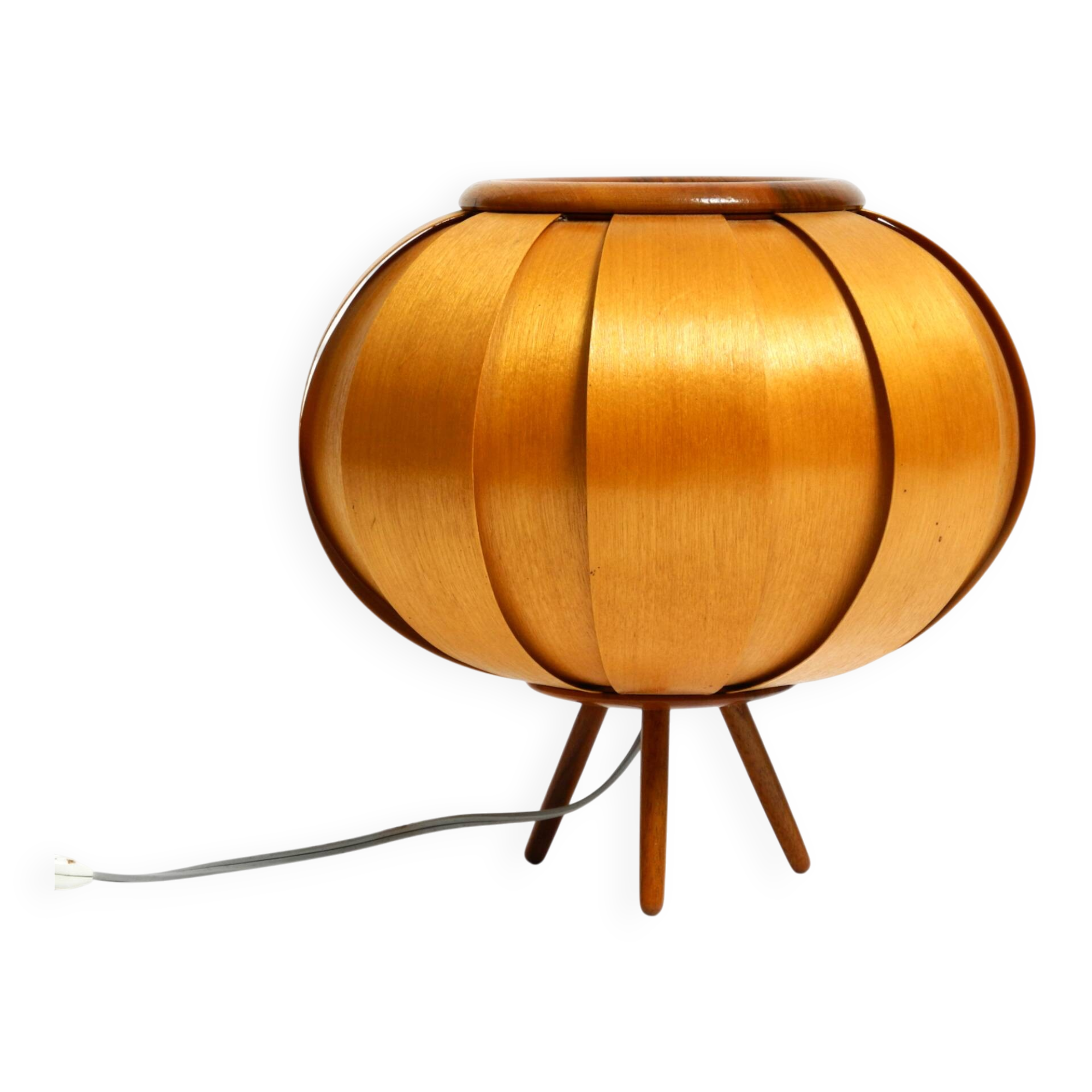 Very rare Mid Century Modern birch bentwood lamella tripod Table Lamp