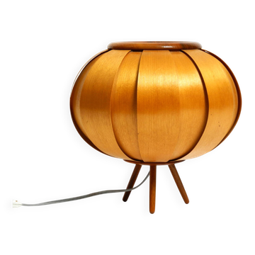 Lampe de table trépied en lamelles de bouleau cintrées, très rare, de style Mid Century Modern.